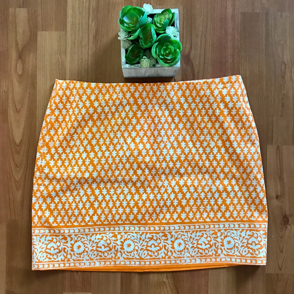J. Crew 8 Orange White Mini Skirt Stretch